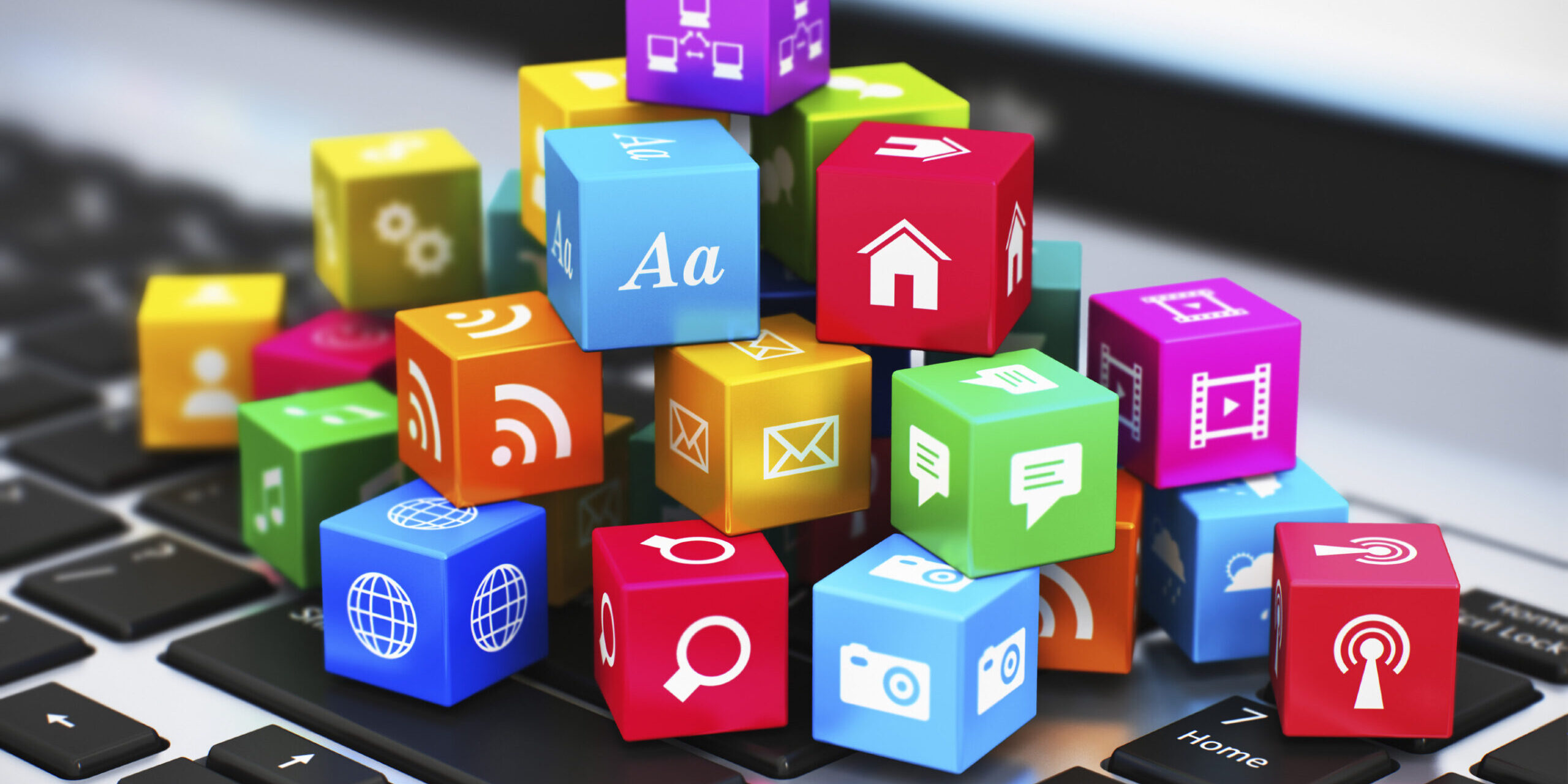Computer media and internet communication concept