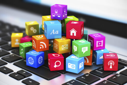 Computer media and internet communication concept